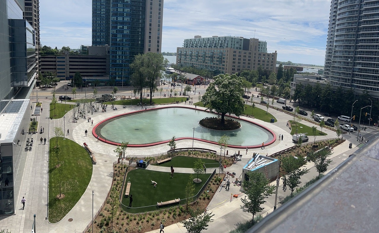 Love Park Officially Opens On Toronto S Waterfront Waterfront Toronto   Love Park Aerial View IMG 7484 (1280 Cropped Banner) 